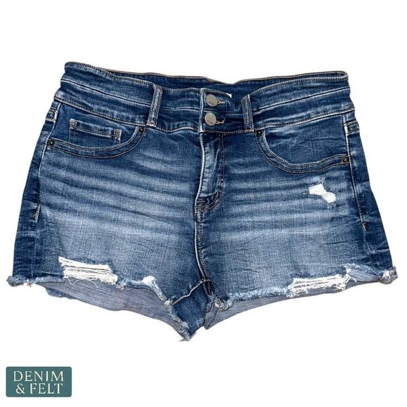 BKE Denim Gabby Stretch High Rise Denim Short Size 27 Distressed Corey Wash - Picture 6 of 16
